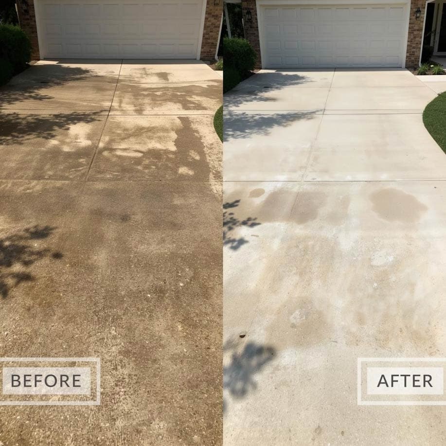Before and after powerwashing